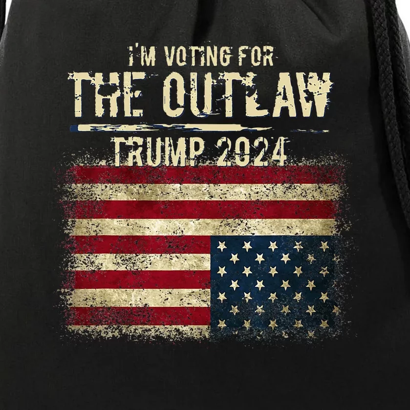 IM Voting For The Outlaw Trump 2024 Upsidedown Flag Drawstring Bag