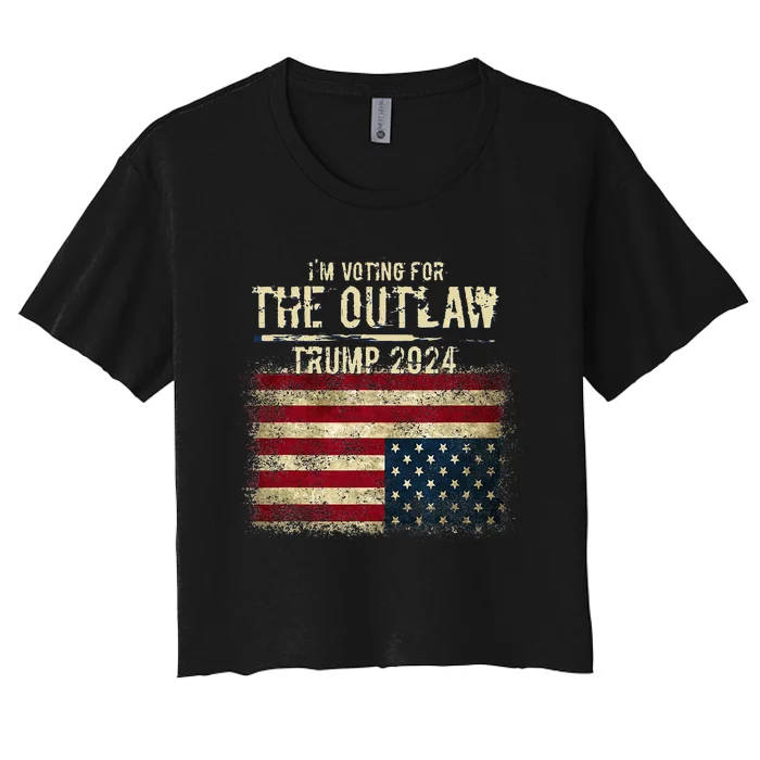 IM Voting For The Outlaw Trump 2024 Upsidedown Flag Women's Crop Top Tee