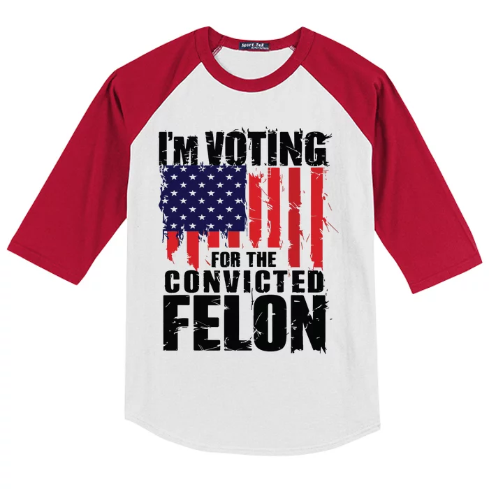 Im Voting For The Convicted Felon Funny Pro Trump 2024 Kids Colorblock Raglan Jersey