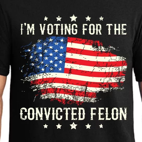 Im Voting For The Convicted Felon Funny Retro American Flag Pajama Set