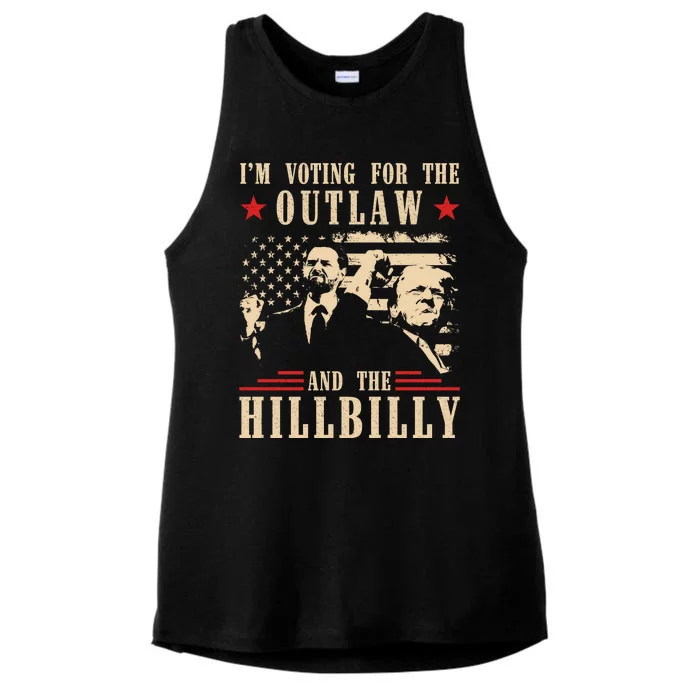 Im Voting For The Outlaw And The Hillbilly Trump Vance 2024 Usa Election Ladies Tri-Blend Wicking Tank