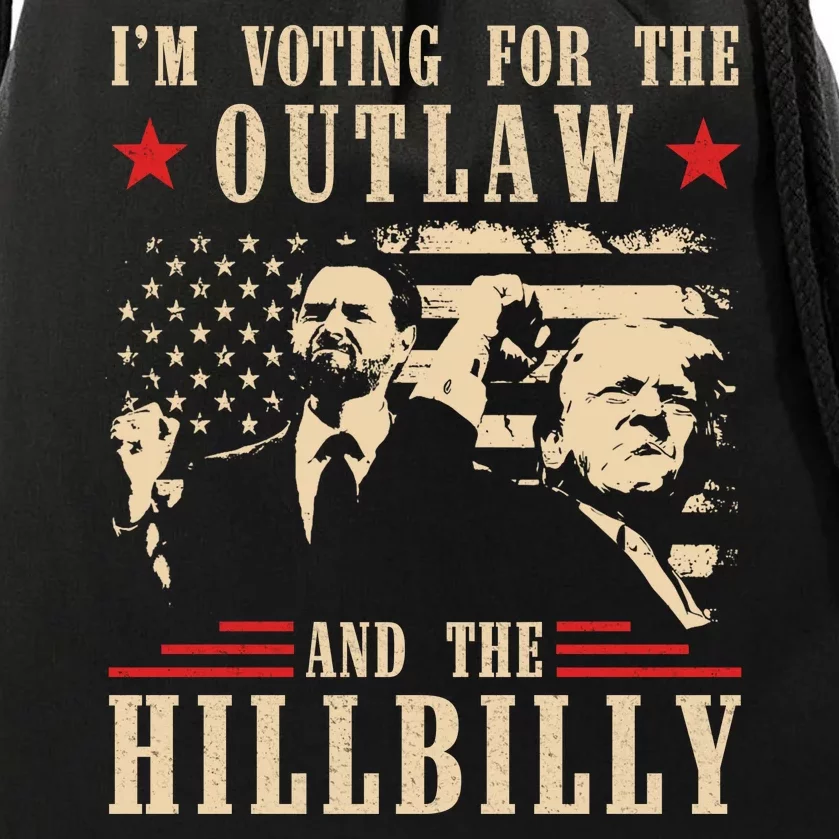 Im Voting For The Outlaw And The Hillbilly Trump Vance 2024 Usa Election Drawstring Bag