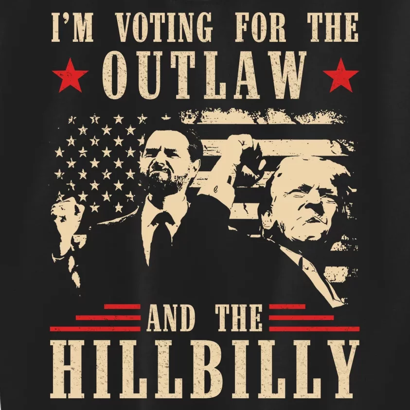 Im Voting For The Outlaw And The Hillbilly Trump Vance 2024 Usa Election Kids Sweatshirt