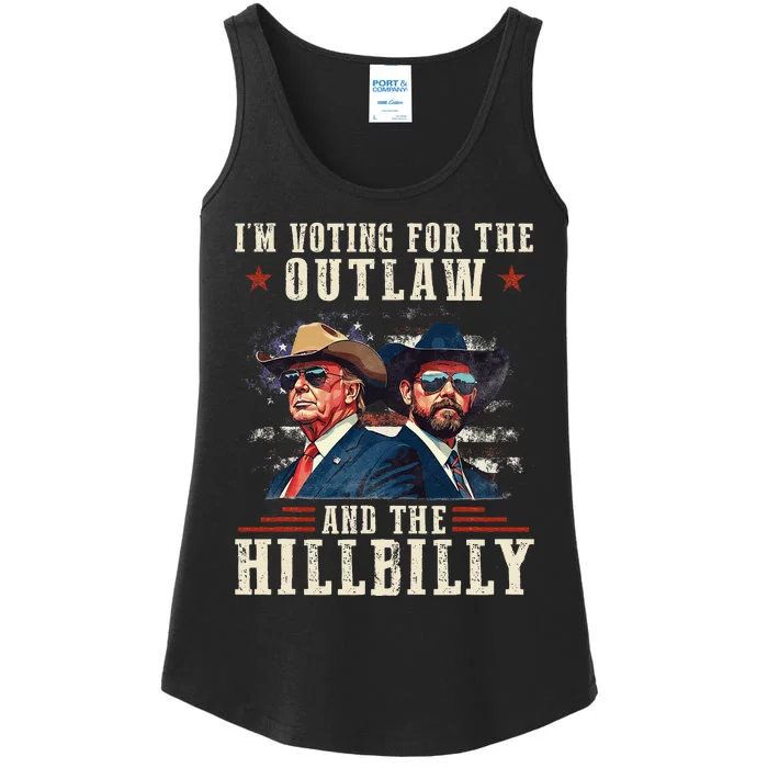 IM Voting For The Outlaw And The Hillbilly Trump Vance 2024 Ladies Essential Tank