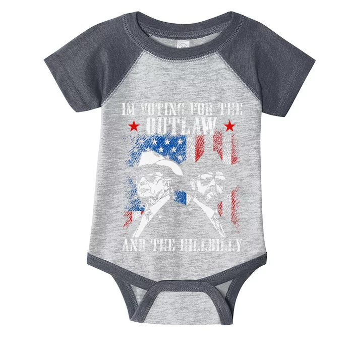 IM Voting For The Outlaw And The Hillbilly Trump Vance 2024 Infant Baby Jersey Bodysuit