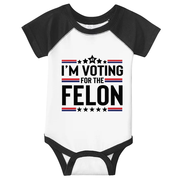 Im Voting For The Felon Trump 2024 Funny Trump Infant Baby Jersey Bodysuit