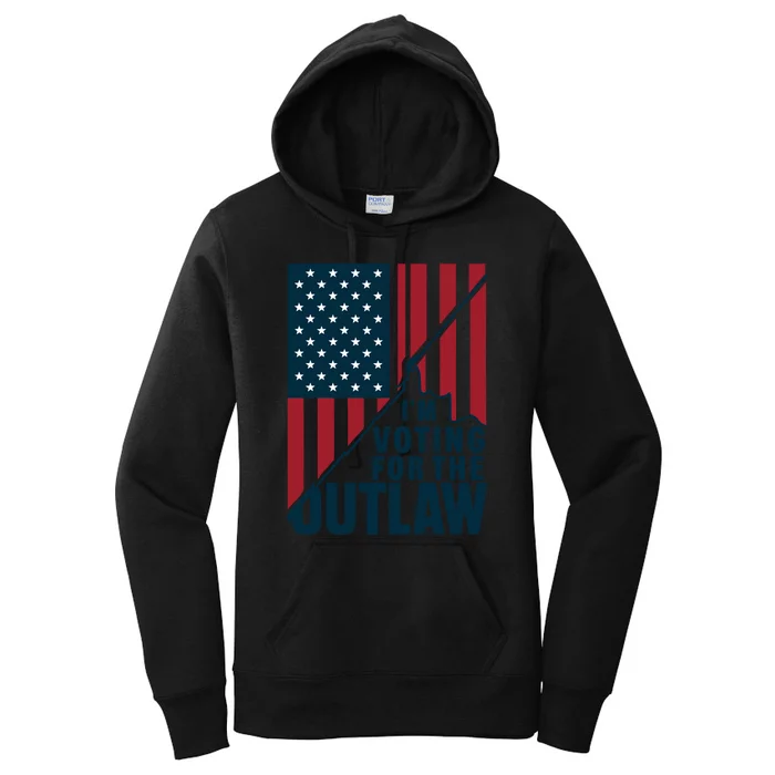 IM Voting For The Outlaw Patriotic Graphic Women's Pullover Hoodie