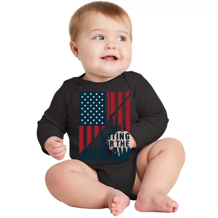 IM Voting For The Outlaw Patriotic Graphic Baby Long Sleeve Bodysuit