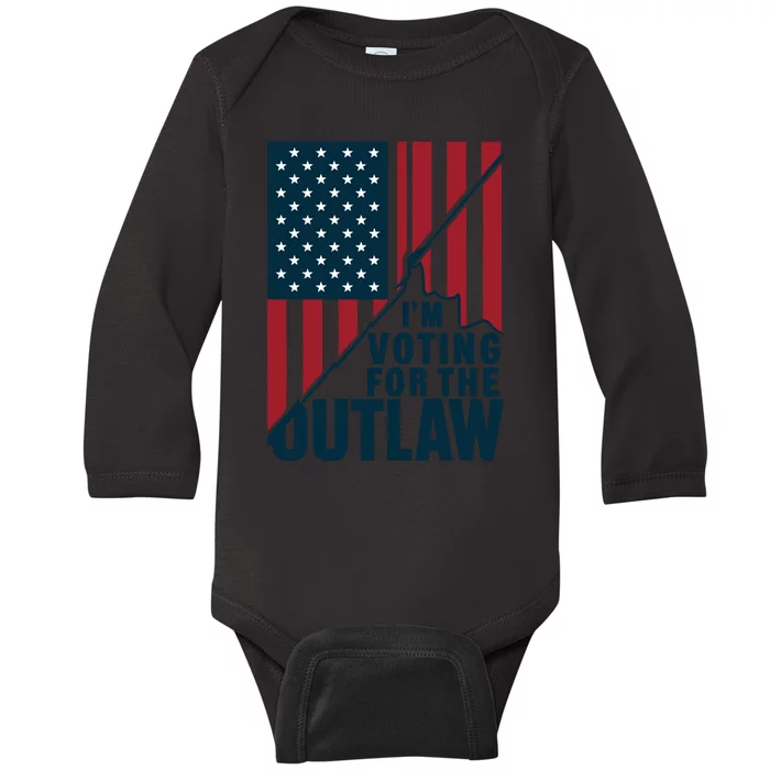 IM Voting For The Outlaw Patriotic Graphic Baby Long Sleeve Bodysuit