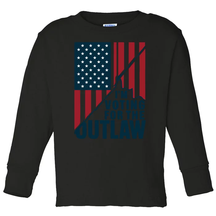 IM Voting For The Outlaw Patriotic Graphic Toddler Long Sleeve Shirt