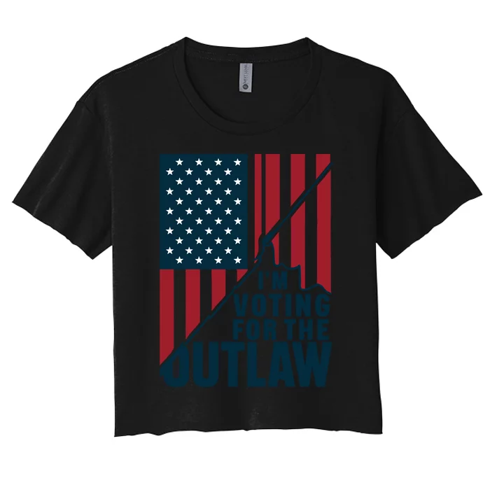 IM Voting For The Outlaw Patriotic Graphic Women's Crop Top Tee