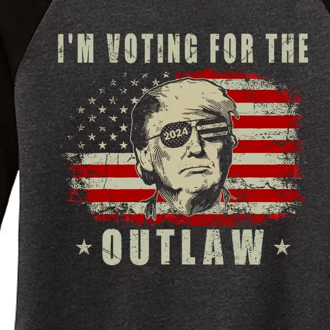 IM Voting For The Outlaw 2024 Funny Trump Women's Tri-Blend 3/4-Sleeve Raglan Shirt