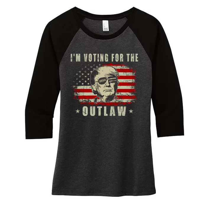 IM Voting For The Outlaw 2024 Funny Trump Women's Tri-Blend 3/4-Sleeve Raglan Shirt