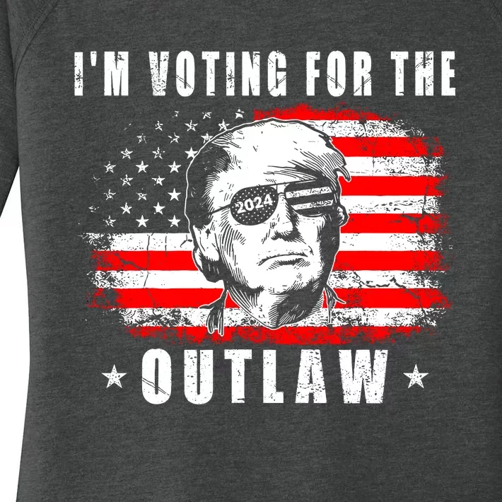 IM Voting For The Outlaw 2024 Funny Trump Women's Perfect Tri Tunic Long Sleeve Shirt