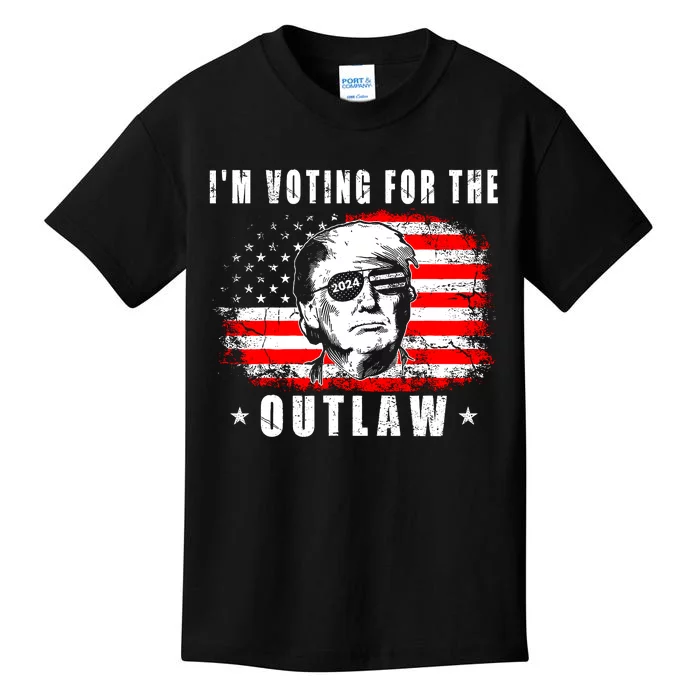 IM Voting For The Outlaw 2024 Funny Trump Kids T-Shirt