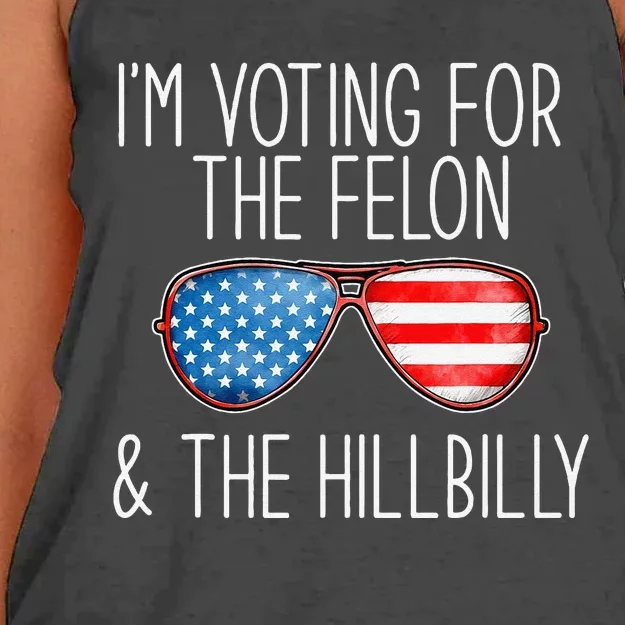 IM Voting For The Felon & The Hillbilly 2024 Pro Trump Meme Women's Knotted Racerback Tank