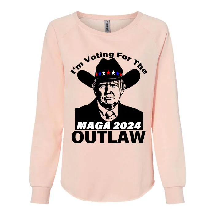 IM Voting For The Outlaw 2024 Funny Trump Womens California Wash Sweatshirt