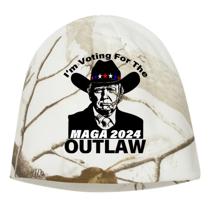 IM Voting For The Outlaw 2024 Funny Trump Kati - Camo Knit Beanie