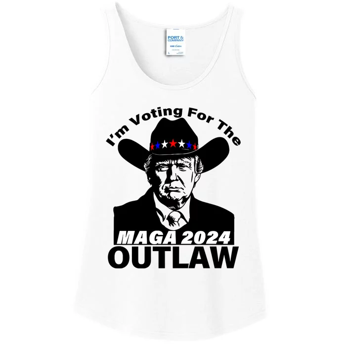 IM Voting For The Outlaw 2024 Funny Trump Ladies Essential Tank