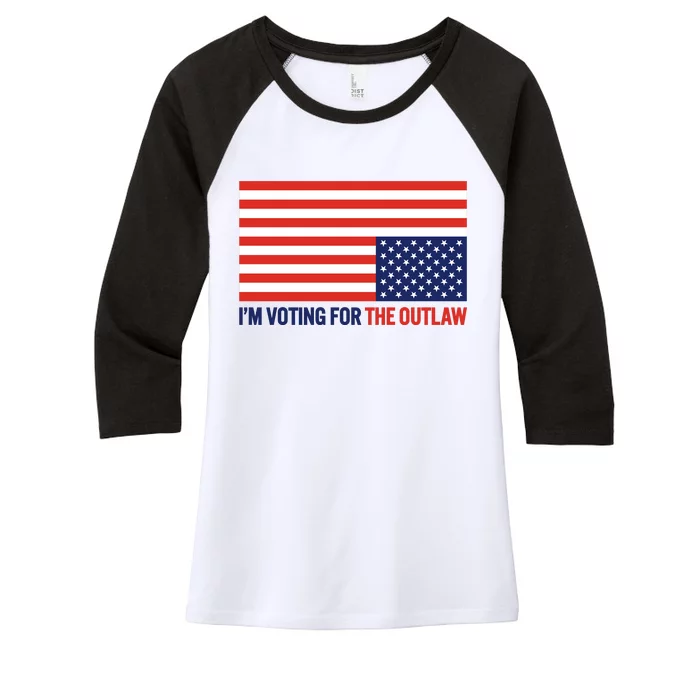 IM Voting For The Outlaw 2024 Funny Trump Women's Tri-Blend 3/4-Sleeve Raglan Shirt