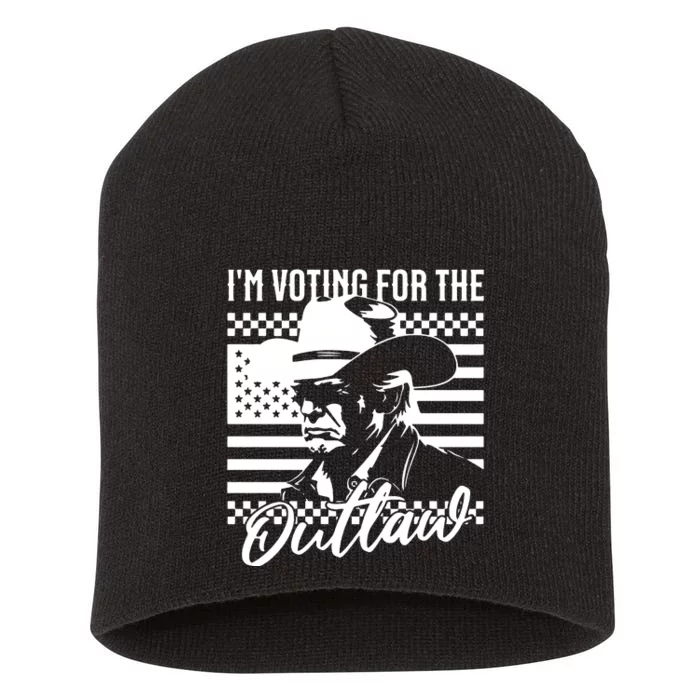 IM Voting For The Outlaw President Trump Western Trump Cowboy Short Acrylic Beanie