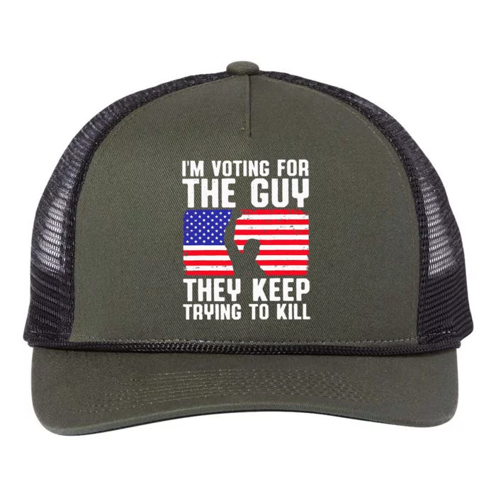 IM Voting For The Guy They Keep Trying To Kill Retro Rope Trucker Hat Cap