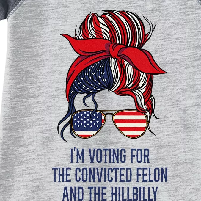 IM Voting For The Felon & The Hillbilly 2024 Pro Trump Meme Infant Baby Jersey Bodysuit