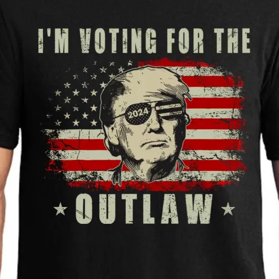 Im Voting For The Outlaw 2024 Funny Trump Convicted Felon Pajama Set