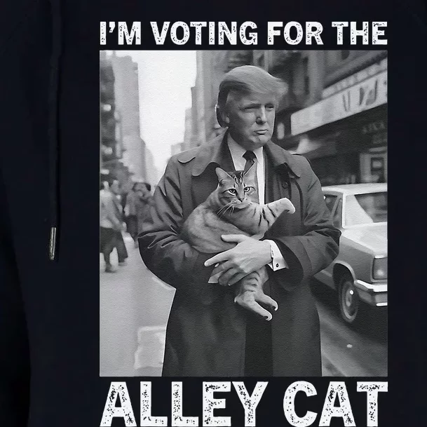 IM Voting For The Alley Cat Biden Trump Election Debate 24 Womens Funnel Neck Pullover Hood