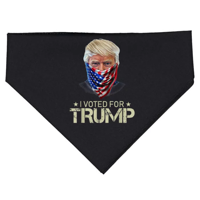 I Voted For Trump USA Flag Patriots Vintage Retro USA-Made Doggie Bandana