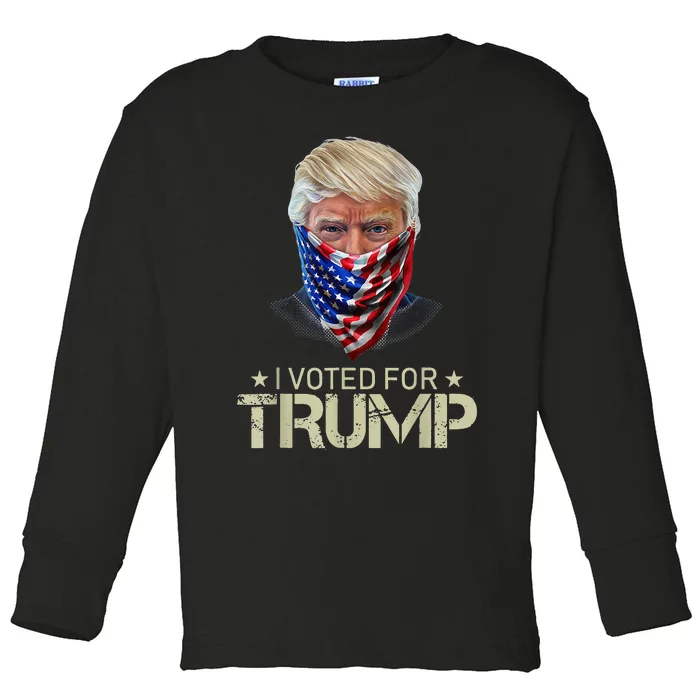 I Voted For Trump USA Flag Patriots Vintage Retro Toddler Long Sleeve Shirt