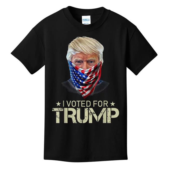 I Voted For Trump USA Flag Patriots Vintage Retro Kids T-Shirt