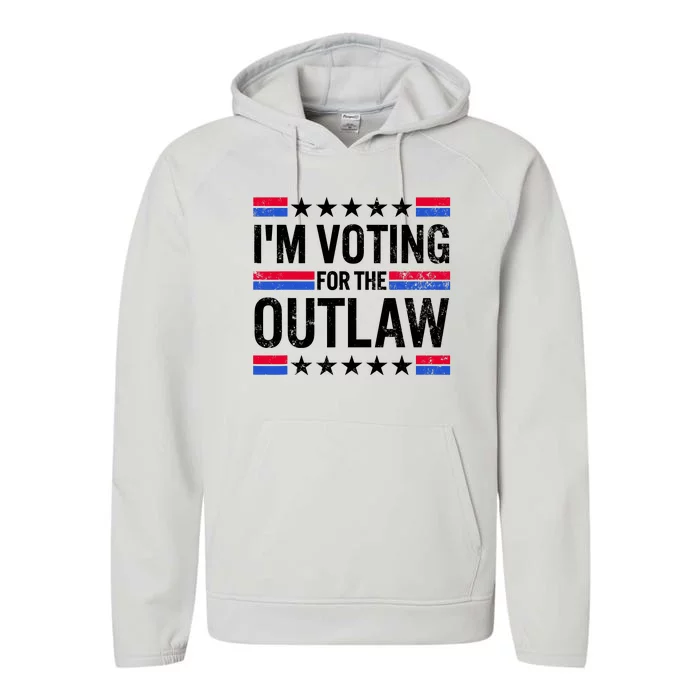 IM Voting For The Outlaw Funny Trump Performance Fleece Hoodie