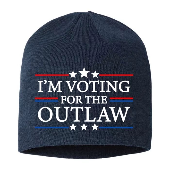 IM Voting For The Outlaw Wanted For President Trump 2024 8 1/2in Sustainable Knit Beanie