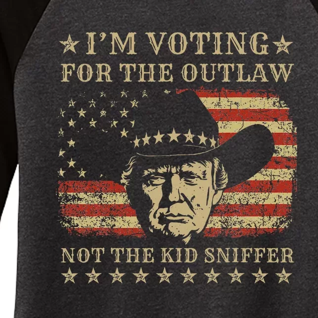 Im Voting For The Outlaw Not The Sniffer Funny Trump Women's Tri-Blend 3/4-Sleeve Raglan Shirt