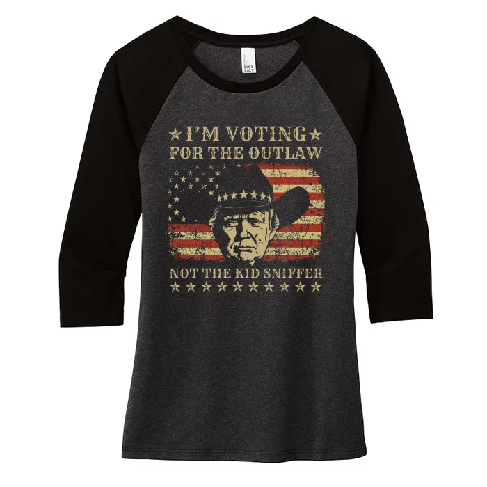 Im Voting For The Outlaw Not The Sniffer Funny Trump Women's Tri-Blend 3/4-Sleeve Raglan Shirt