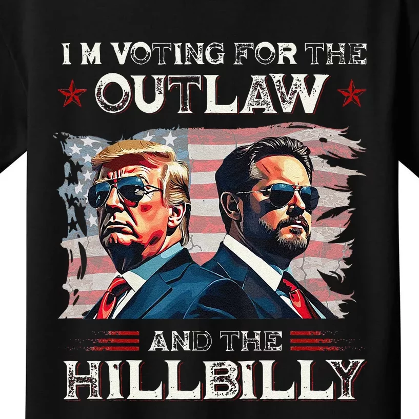 IM Voting For The Outlaw And The Hillbilly Trump Vance 2024 Kids T-Shirt