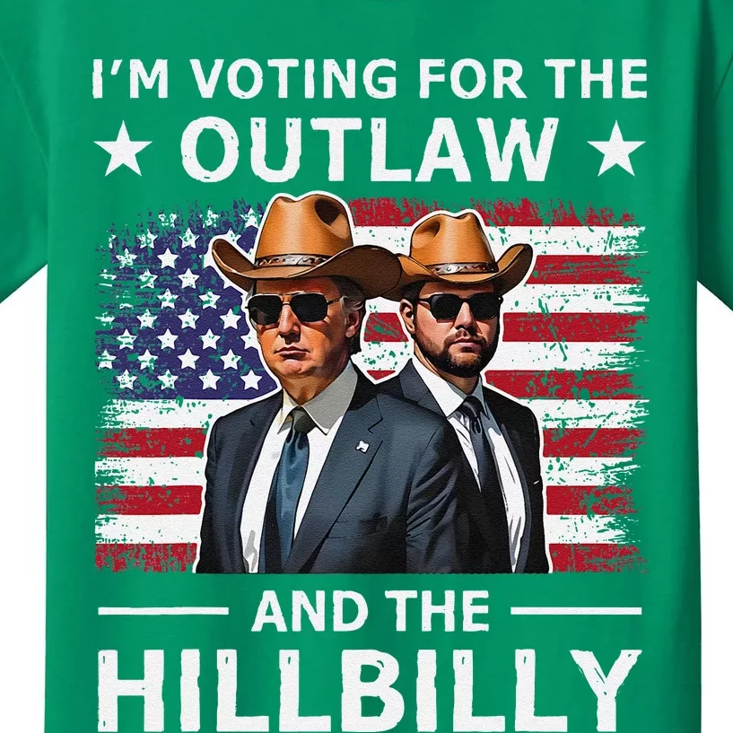 IM Voting For The Outlaw And The Hillbilly Trump Vance 2024 Kids T-Shirt