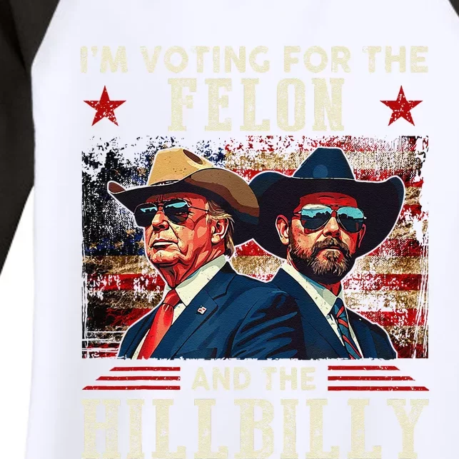 IM Voting For The Outlaw And The Hillbilly Trump Vance 2024 Women's Tri-Blend 3/4-Sleeve Raglan Shirt