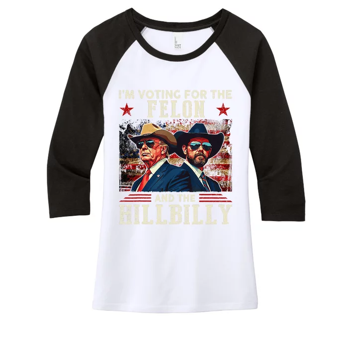 IM Voting For The Outlaw And The Hillbilly Trump Vance 2024 Women's Tri-Blend 3/4-Sleeve Raglan Shirt