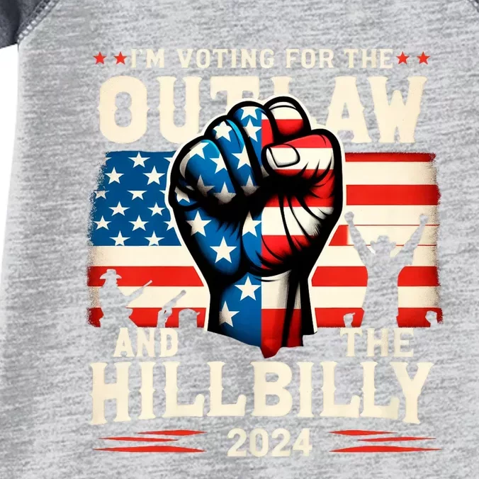 IM Voting For The Outlaw And The Hillbilly 2024 Us Flag Infant Baby Jersey Bodysuit