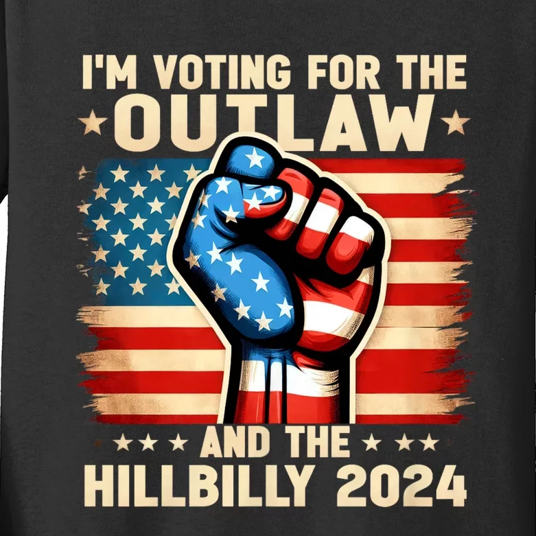 IM Voting For The Outlaw And The Hillbilly 2024 Us Flag Kids Long Sleeve Shirt