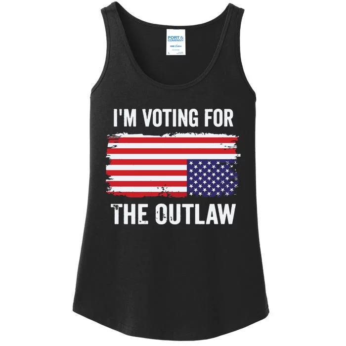 IM Voting For The Outlaw President Trump Ladies Essential Tank