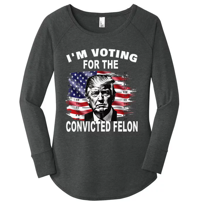 IM Voting For The Convicted Felon 2024 Women's Perfect Tri Tunic Long Sleeve Shirt