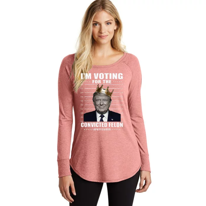 IM Voting For The Convicted Felon 2024 Women's Perfect Tri Tunic Long Sleeve Shirt