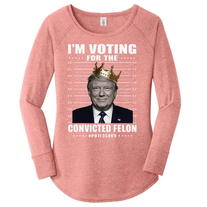 IM Voting For The Convicted Felon 2024 Women's Perfect Tri Tunic Long Sleeve Shirt