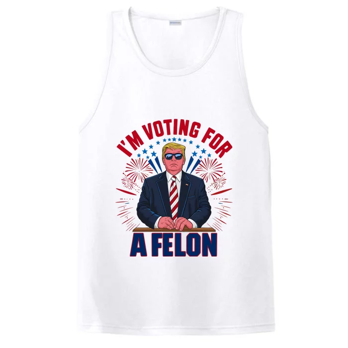 Im Voting For The Felon Trump 2024 Election Funny Convicted Felon Performance Tank