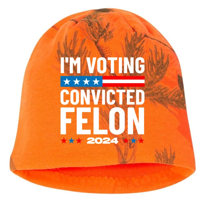 Im Voting For The Convicted Felon Funny Pro Trump 2024 Kati - Camo Knit Beanie