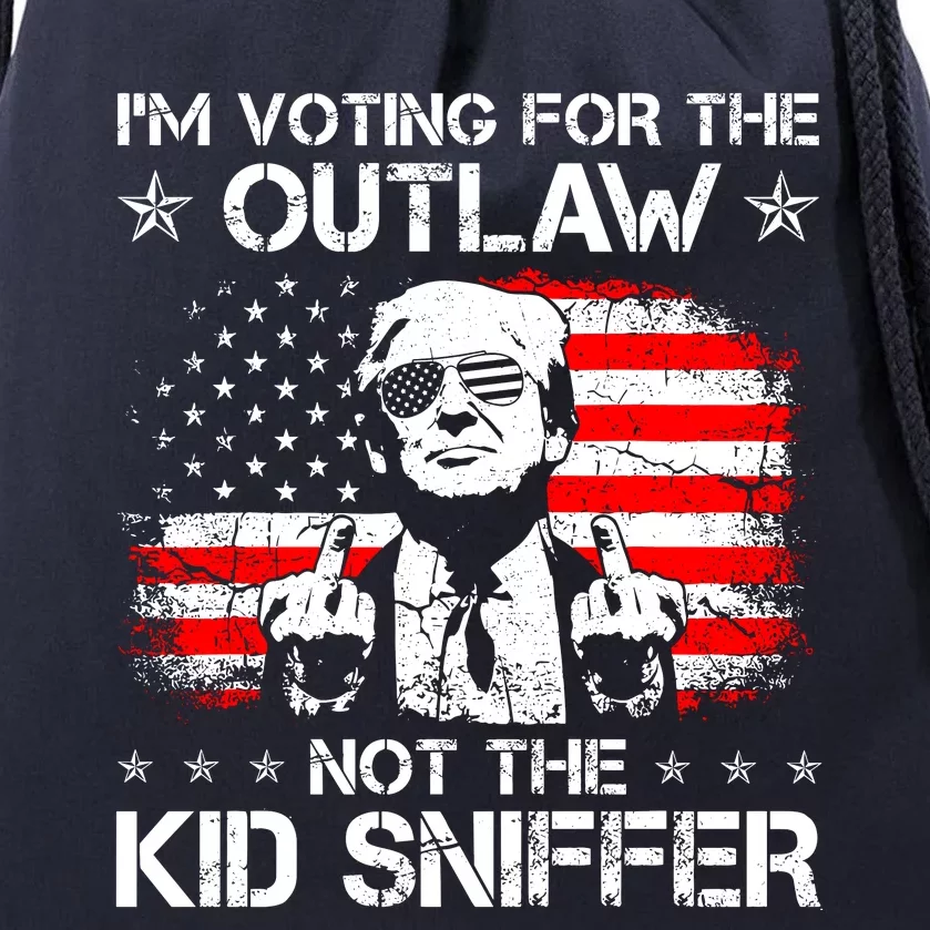 IM Voting For The Outlaw Not The Ki.D Sniffer Trump 2024 Drawstring Bag