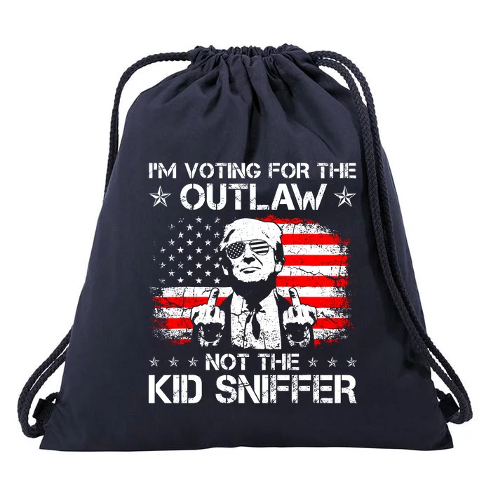 IM Voting For The Outlaw Not The Ki.D Sniffer Trump 2024 Drawstring Bag